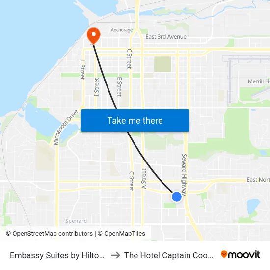 Embassy Suites by Hilton Anchorage to The Hotel Captain Cook Anchorage map