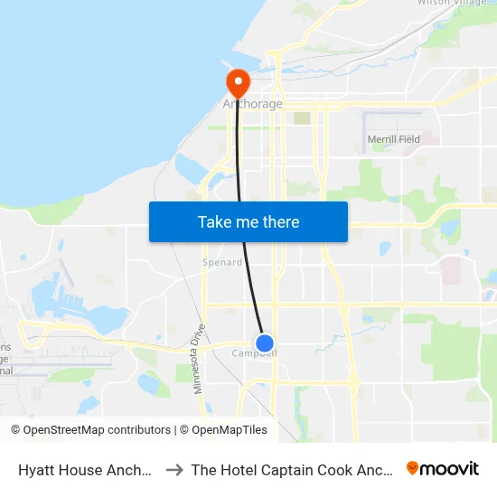 Hyatt House Anchorage to The Hotel Captain Cook Anchorage map