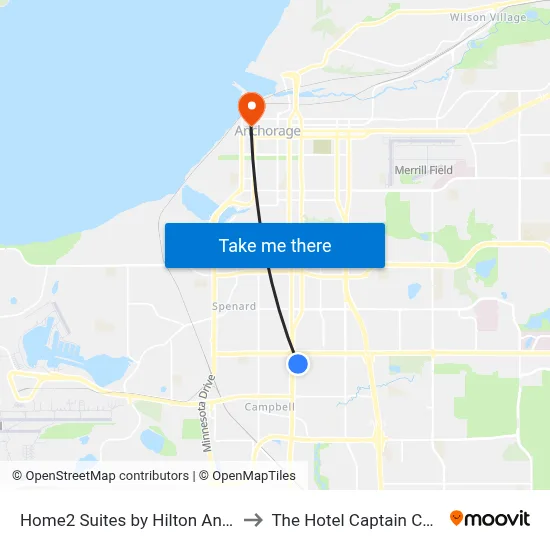 Home2 Suites by Hilton Anchorage/Midtown to The Hotel Captain Cook Anchorage map