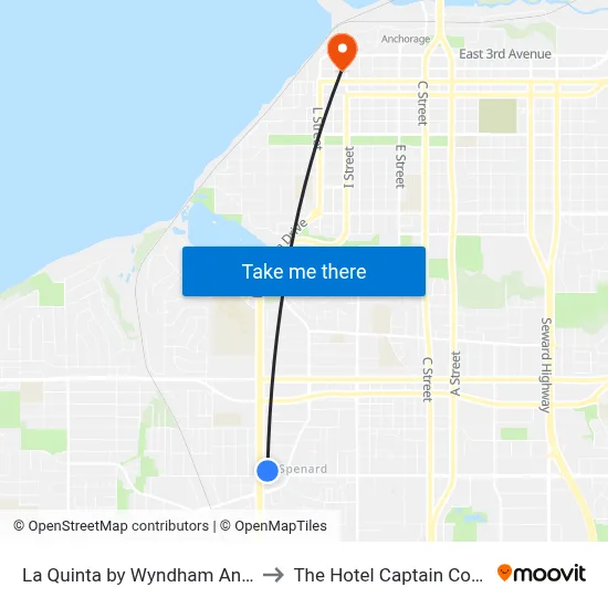 La Quinta by Wyndham Anchorage Airport to The Hotel Captain Cook Anchorage map