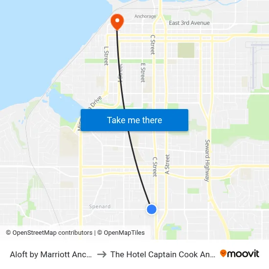 Aloft by Marriott Anchorage to The Hotel Captain Cook Anchorage map