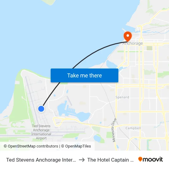 Ted Stevens Anchorage International Airport Police to The Hotel Captain Cook Anchorage map