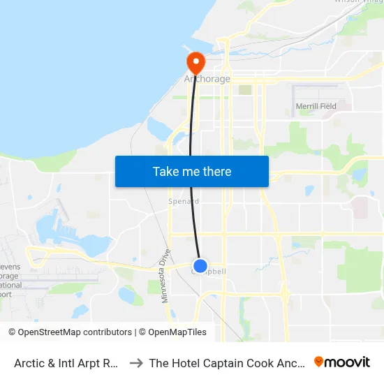 Arctic & Intl Arpt Rd Ssw to The Hotel Captain Cook Anchorage map