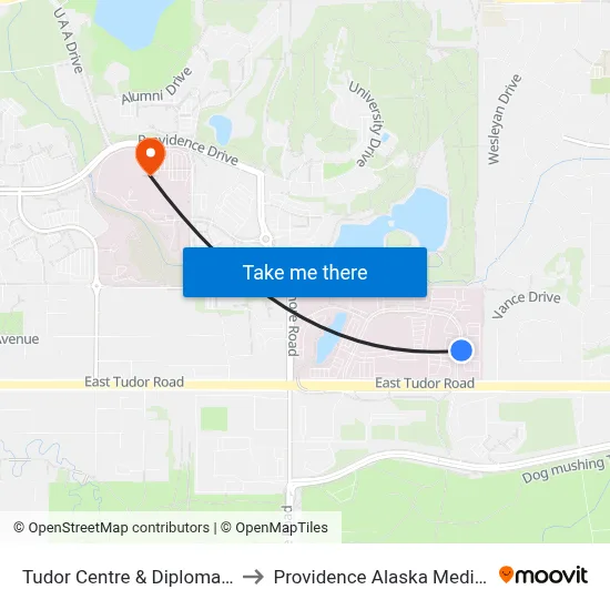 Tudor Centre & Diplomacy Dr Nne to Providence Alaska Medical Center map