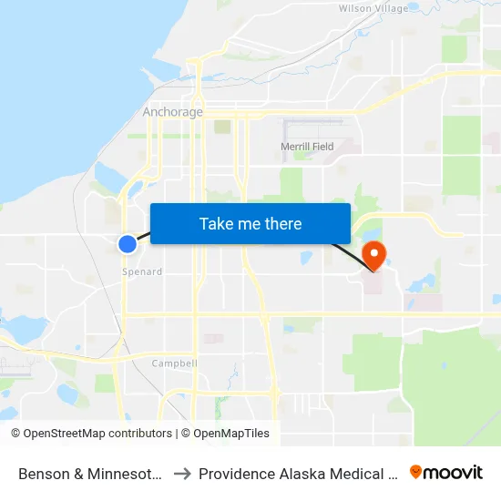 Benson & Minnesota Ese to Providence Alaska Medical Center map