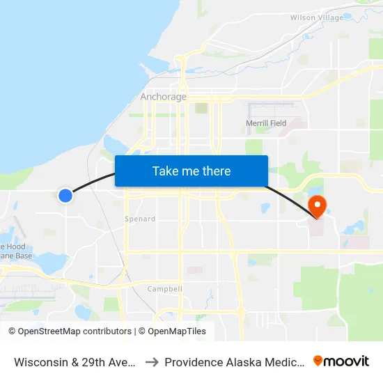 Wisconsin & 29th Avenue Ssw to Providence Alaska Medical Center map