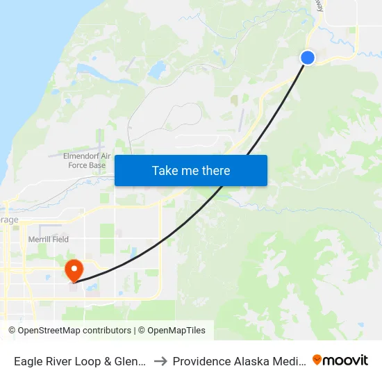 Eagle River Loop & Glenn Hwy Ene to Providence Alaska Medical Center map