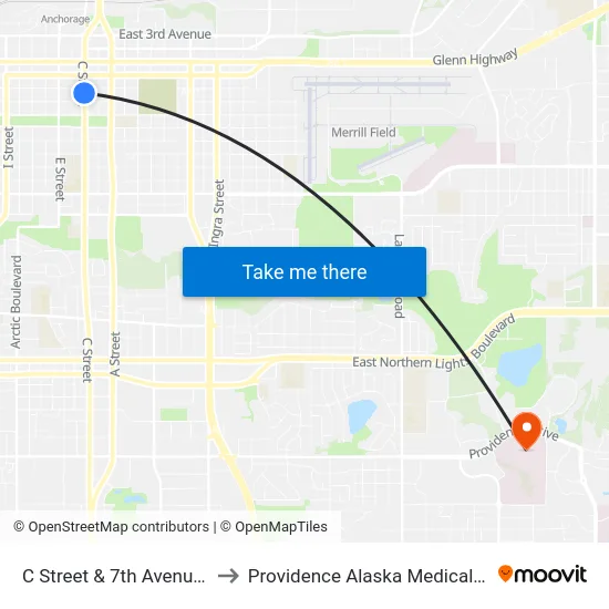 C Street & 7th Avenue Ssw to Providence Alaska Medical Center map