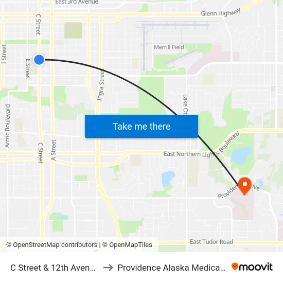 C Street & 12th Avenue Ssw to Providence Alaska Medical Center map