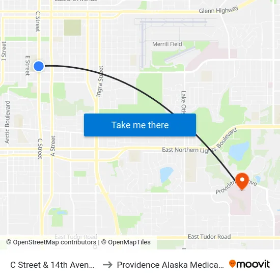 C Street & 14th Avenue Nnw to Providence Alaska Medical Center map