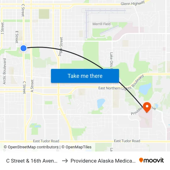 C Street & 16th Avenue Ssw to Providence Alaska Medical Center map
