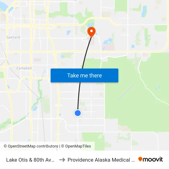 Lake Otis & 80th Ave Ssw to Providence Alaska Medical Center map