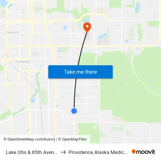 Lake Otis & 85th Avenue Nnw to Providence Alaska Medical Center map