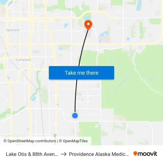 Lake Otis & 88th Avenue Ssw to Providence Alaska Medical Center map