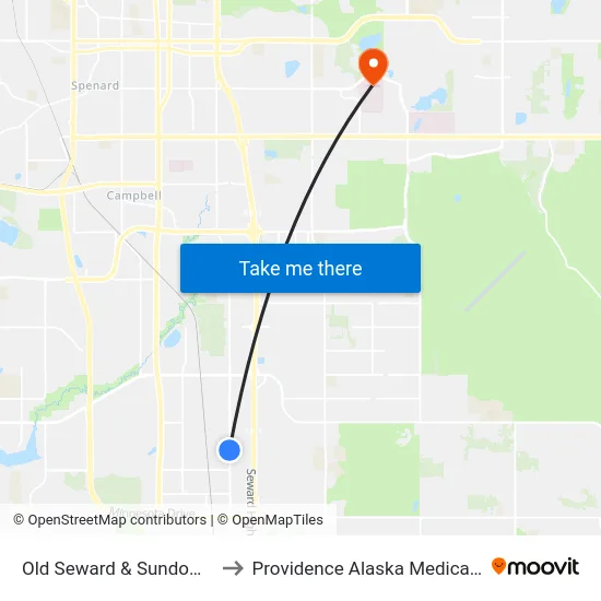 Old Seward & Sundown Nnw to Providence Alaska Medical Center map