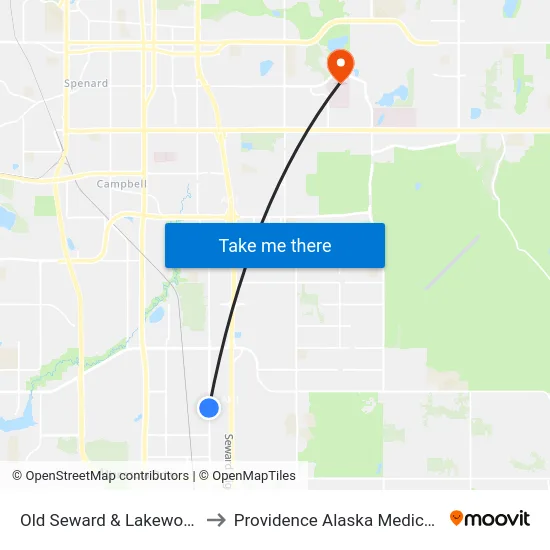 Old Seward & Lakewood Nnw to Providence Alaska Medical Center map