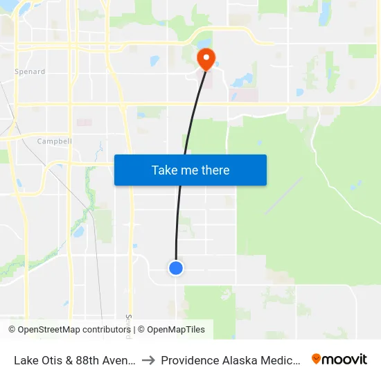Lake Otis & 88th Avenue Nne to Providence Alaska Medical Center map