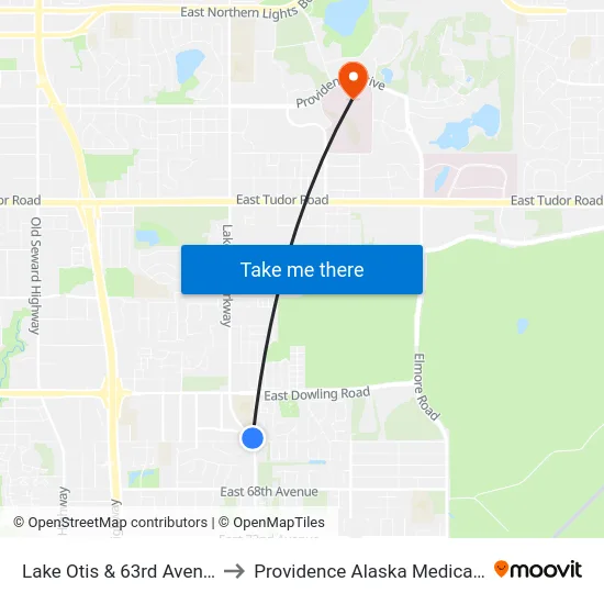 Lake Otis & 63rd Avenue Sse to Providence Alaska Medical Center map
