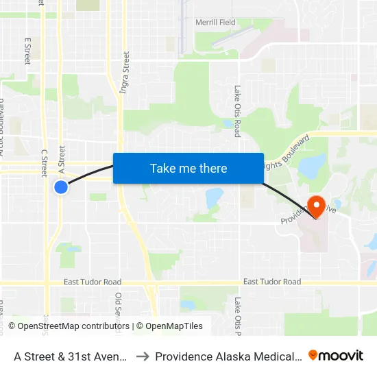 A Street & 31st Avenue Sse to Providence Alaska Medical Center map