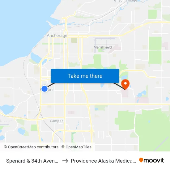 Spenard & 34th Avenue Ssw to Providence Alaska Medical Center map