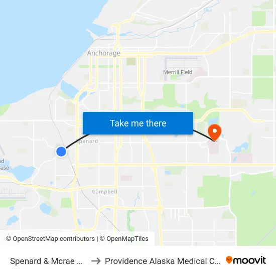 Spenard & Mcrae Wnw to Providence Alaska Medical Center map