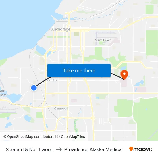 Spenard & Northwood Ene to Providence Alaska Medical Center map