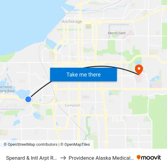 Spenard & Intl Arpt Rd Nnw to Providence Alaska Medical Center map