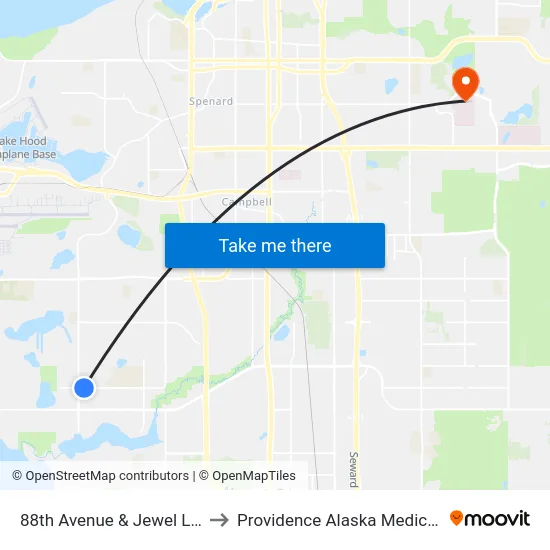 88th Avenue & Jewel Lake Ese to Providence Alaska Medical Center map