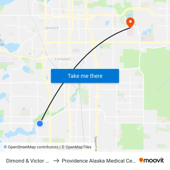 Dimond & Victor Ese to Providence Alaska Medical Center map