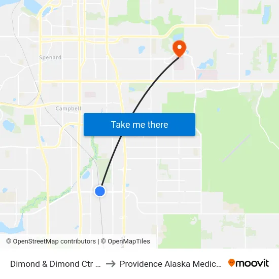 Dimond & Dimond Ctr Dr Wnw to Providence Alaska Medical Center map