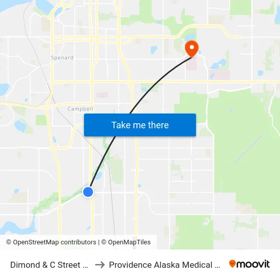 Dimond & C Street Wnw to Providence Alaska Medical Center map