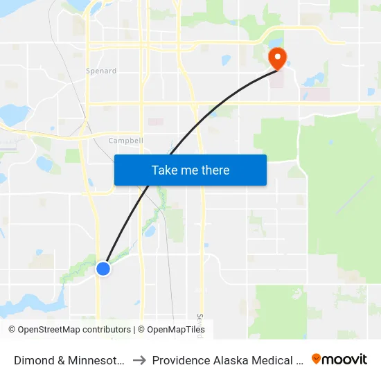 Dimond & Minnesota Ene to Providence Alaska Medical Center map