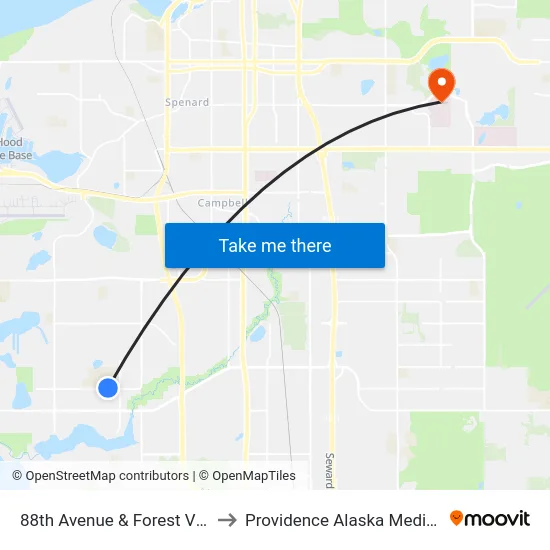 88th Avenue & Forest Village Ene to Providence Alaska Medical Center map