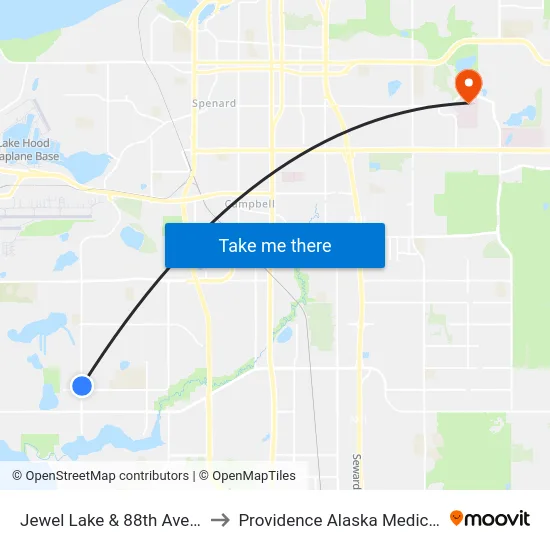 Jewel Lake & 88th Avenue Nne to Providence Alaska Medical Center map