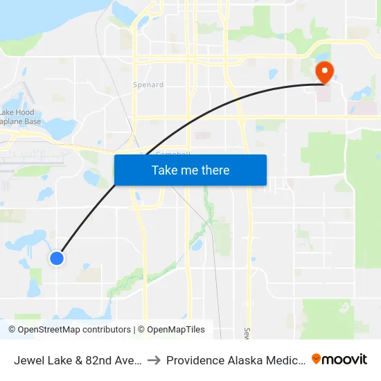Jewel Lake & 82nd Avenue Nne to Providence Alaska Medical Center map