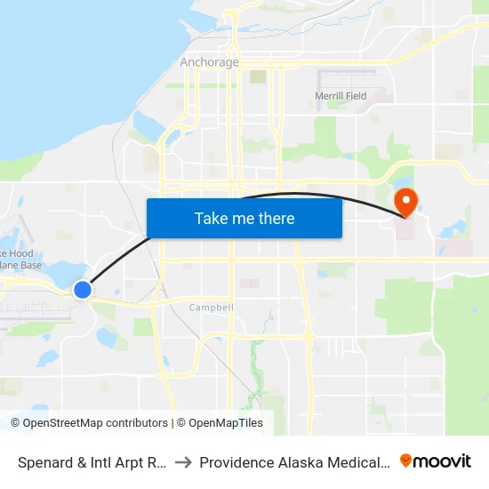 Spenard & Intl Arpt Rd Nne to Providence Alaska Medical Center map