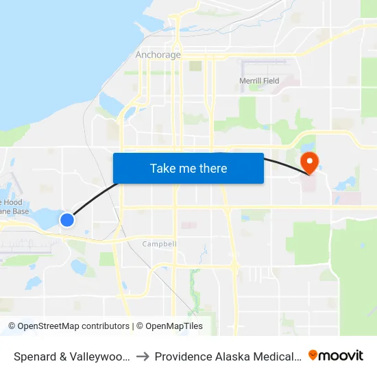 Spenard & Valleywood Nne to Providence Alaska Medical Center map
