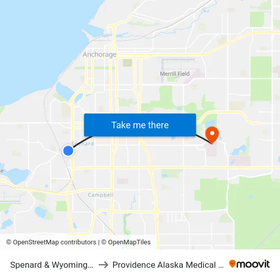 Spenard & Wyoming Wsw to Providence Alaska Medical Center map