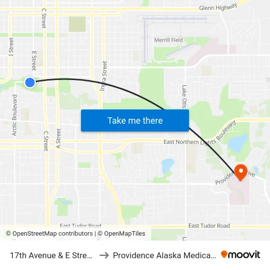 17th Avenue & E Street Wsw to Providence Alaska Medical Center map