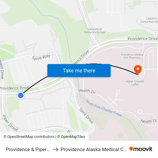 Providence & Piper Ese to Providence Alaska Medical Center map