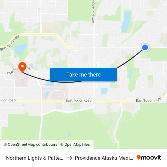 Northern Lights & Patterson Wnw to Providence Alaska Medical Center map