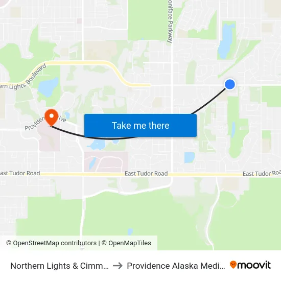 Northern Lights & Cimmaron Wnw to Providence Alaska Medical Center map