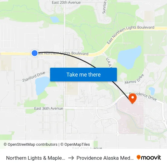 Northern Lights & Maplewood Wnw to Providence Alaska Medical Center map