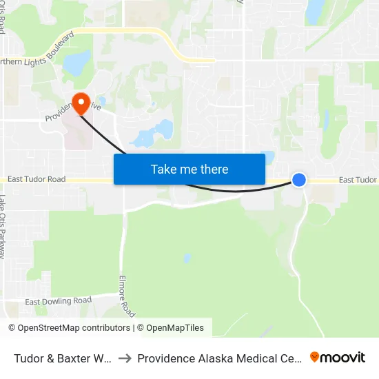 Tudor & Baxter Wnw to Providence Alaska Medical Center map