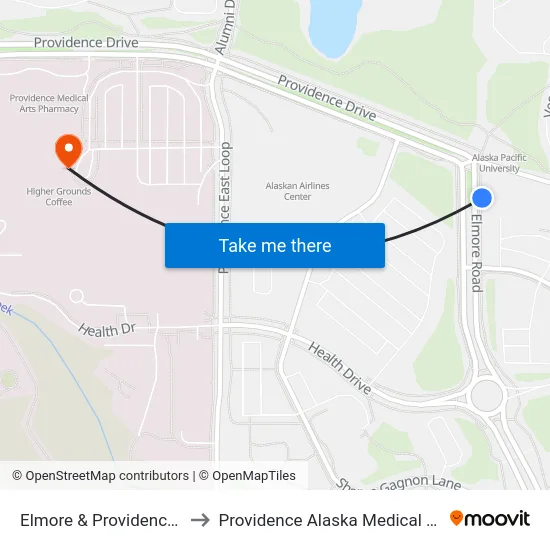 Elmore & Providence Sse to Providence Alaska Medical Center map