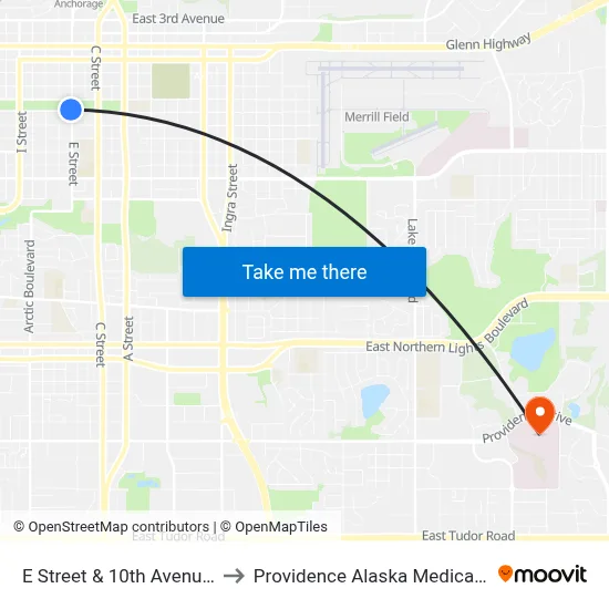 E Street & 10th Avenue Nnw to Providence Alaska Medical Center map