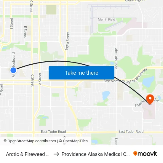 Arctic & Fireweed Ssw to Providence Alaska Medical Center map