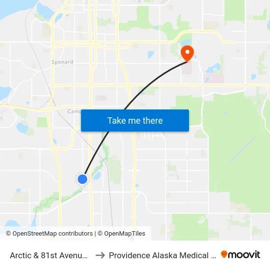 Arctic & 81st Avenue Nnw to Providence Alaska Medical Center map