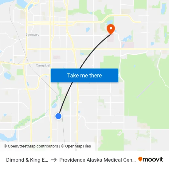 Dimond & King Ese to Providence Alaska Medical Center map