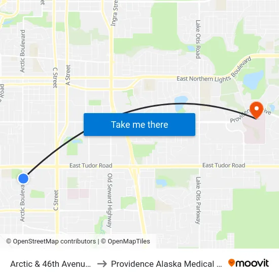 Arctic & 46th Avenue Sse to Providence Alaska Medical Center map